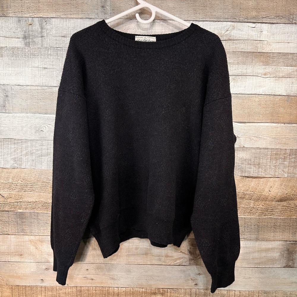 Vintage Tricots St Raphael Saks Fifth Avenue Virgin Wool Sweater Black Mens L